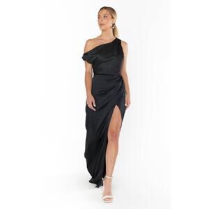 Show Me Your Mumu Jodie Satin Maxi Dress Women's Black Size Large